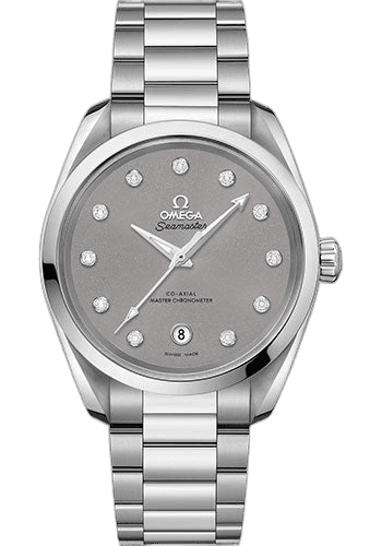 Omega Seamaster Aqua Terra 150M Co-Axial Master Chronometer Ladies Watch - 38 mm Steel Case - Shimmer Velvet-Grey Diamond Dial - 220.10.38.20.56.001 38mm Timepiece [220.10.38.20.56.001
