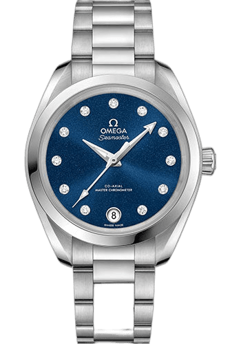 Seamaster Aqua Terra 150M Co-Axial Master Chronometer Watch - 34 mm Steel Case - Glossy Midnight-Blue Diamond Dial - 220.10.34.20.53.001 34mm Omega Ref. 220.10.34.20.53.001