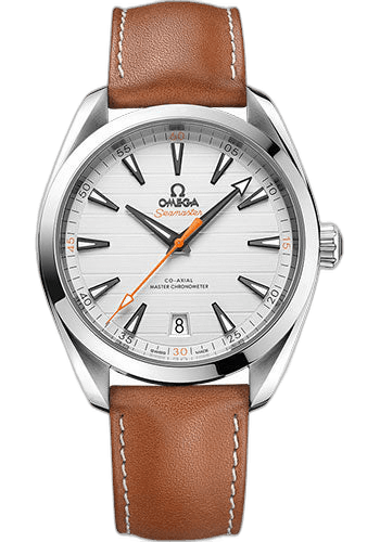 Seamaster Aqua Terra Aqua Terra 150M Co-Axial Master Chronometer Watch - 41 mm Steel Case - Silvery Dial - Brown Leather Strap - 220.12.41.21.02.001 41mm by Omega — 220.12.41.21.02.001