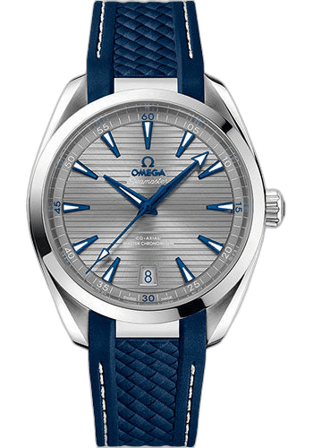 Omega Seamaster Aqua Terra Aqua Terra 150M Co-Axial Master Chronometer Watch - 41 mm Steel Case - Grey Dial - Blue Structured Rubber Strap - 220.12.41.21.06.001 41mm Ref. 220.12.41.21.06.001