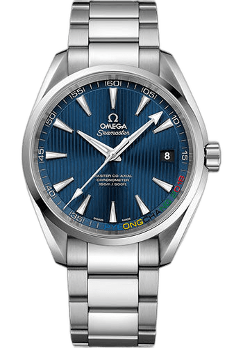 Omega 41.5mm Seamaster Aqua Terra 150 M Master Co-Axial Specialty Olympic Collection PyeongChang 2018 Limited Edition of 2018 Watch - 41.5 mm Steel Case - Teak Concept Blue Dial - 522.10.42.21.03.001 — Ref. 522.10.42.21.03.001