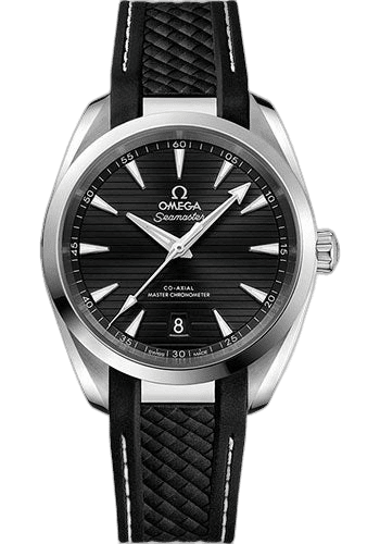 Omega 38mm Seamaster Aqua Terra Aqua Terra 150M Co-Axial Master Chronometer Watch - 38 mm Steel Case - Black Dial - Black Structured Rubber Strap - 220.12.38.20.01.001 — Ref. 220.12.38.20.01.001