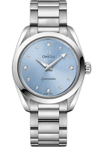 Omega Seamaster Aqua Terra 150M Quartz Watch - 28 mm Steel Case - Glossy Ice Blue Diamond Dial - 220.10.28.60.53.001 28mm (220.10.28.60.53.001