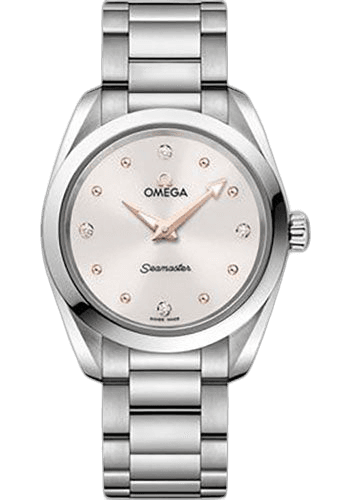 Omega Seamaster Aqua Terra 150M Quartz Watch - 28 mm Steel Case - Shimmer White Diamond Dial - 220.10.28.60.54.001 28mm