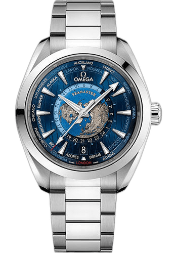 Seamaster Aqua Terra 150M Omega Co-Axial Master Chronometer GMT Worldtimer - 43 mm Steel Case - Blue Dial - 220.10.43.22.03.001 43mm — Omega Ref. 220.10.43.22.03.001