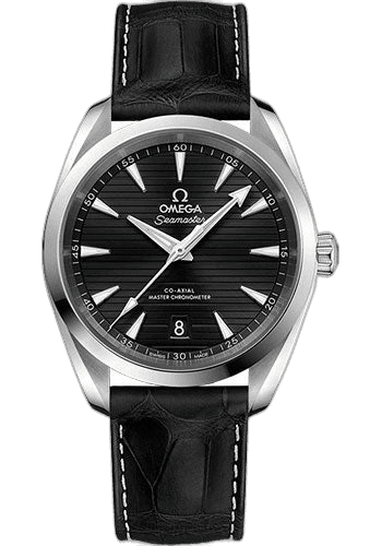 Omega Seamaster Aqua Terra Aqua Terra 150M Co-Axial Master Chronometer Watch - 38 mm Steel Case - Black Dial - Black Leather Strap - 220.13.38.20.01.001 38mm