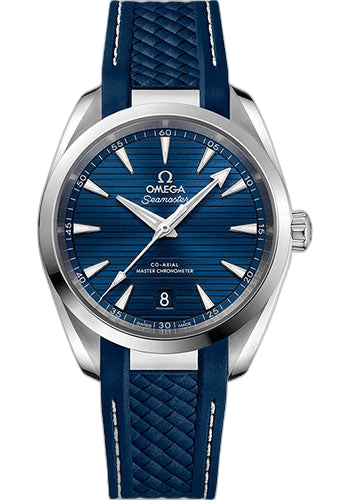Omega Seamaster Aqua Terra Aqua Terra 150M Co-Axial Master Chronometer Watch - 38 mm Steel Case - Blue Dial - Blue Structured Rubber Strap - 220.12.38.20.03.001 38mm (220.12.38.20.03.001