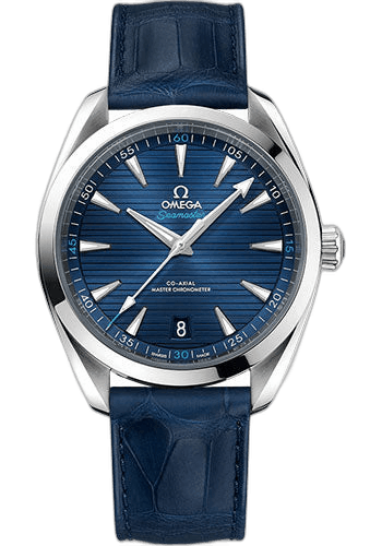 Omega 41mm Seamaster Aqua Terra Aqua Terra 150M Co-Axial Master Chronometer Watch - 41 mm Steel Case - Blue Dial - Blue Leather Strap - 220.13.41.21.03.001 — Ref. 220.13.41.21.03.001