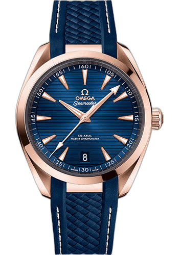 Seamaster Aqua Terra 150M Co-Axial Master Chronometer Watch - 41 mm Sedna Gold Case - Blue Dial - Blue Rubber Strap - 220.52.41.21.03.001 41mm by Omega — 220.52.41.21.03.001