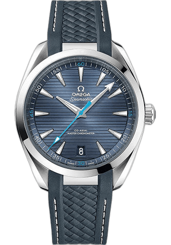 Omega 41mm Seamaster Aqua Terra Aqua Terra 150M Co-Axial Master Chronometer Watch - 41 mm Steel Case - Blue Dial - Grey Structured Rubber Strap - 220.12.41.21.03.002 Watch Ref. 220.12.41.21.03.002