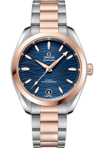 Omega 34mm & Sedna™ Gold Waved Blue Dial Seamaster Aqua Terra 150M Co-Axial Master Chronometer Watch - 34 mm Steel And Sedna Gold Case - Waved Blue Dial - 220.20.34.20.03.001 Watch Ref. 220.20.34.20.03.001