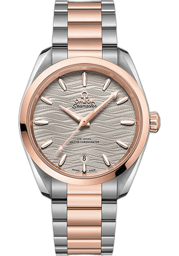 Omega 38mm & Sedna™ Gold Waved Agate Grey Dial Seamaster Aqua Terra 150M Co-Axial Master Chronometer Ladies Watch - 38 mm Steel And Sedna Gold Case - Waved Agate Grey Dial - 220.20.38.20.06.001 — Ref. 220.20.38.20.06.001