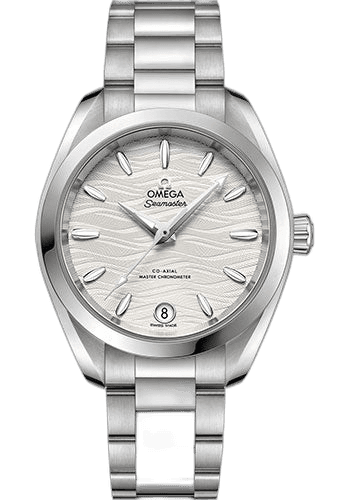 Seamaster Aqua Terra 150M Co-Axial Master Chronometer Watch - 34 mm Steel Case - Waved Silvery Dial - 220.10.34.20.02.002 34mm — Omega Ref. 220.10.34.20.02.002