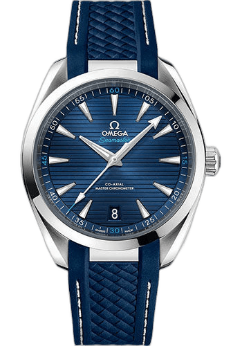 Seamaster Aqua Terra Aqua Terra 150M Co-Axial Master Chronometer Watch - 41 mm Steel Case - Blue Dial - Blue Structured Rubber Strap - 220.12.41.21.03.001 41mm by Omega — 220.12.41.21.03.001