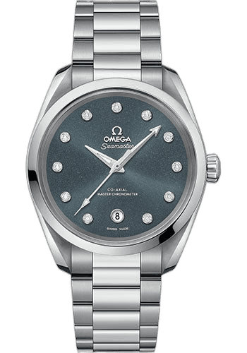 Seamaster Aqua Terra 150M Co-Axial Master Chronometer Ladies Watch - 38 mm Steel Case - Shimmer Blue-Grey Diamond Dial - 220.10.38.20.53.001 38mm · Omega 220.10.38.20.53.001