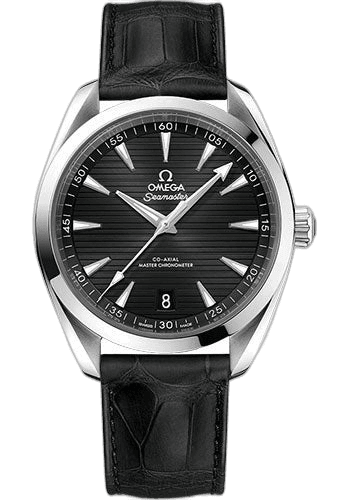 Omega Seamaster Aqua Terra Aqua Terra 150M Co-Axial Master Chronometer Watch - 41 mm Steel Case - Black Dial - Black Leather Strap - 220.13.41.21.01.001 41mm Ref. 220.13.41.21.01.001