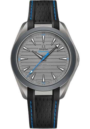 Omega 41mm Seamaster Aqua Terra 150M Omega Co-Axial Master Chronometer "Ultra Light" - 41 mm Titanium Case - Titanium Dial - Black And Blue Rubber Strap - 220.92.41.21.06.002 Watch Ref. 220.92.41.21.06.002