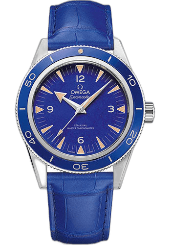 Seamaster 300 Omega Co-Axial Master Chronometer - 41 mm Platinum Case - Deep Blue Dial - Blue Leather Strap - 234.93.41.21.99.002 · Omega 41mm — 234.93.41.21.99.002