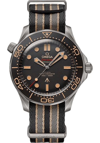 Seamaster Diver 300M Omega Co-Axial Master Chronometer 007 Edition - 42 mm Titanium Case - Brown Dial - Striped Nato Strap - 210.92.42.20.01.001 42mm by Omega — 210.92.42.20.01.001