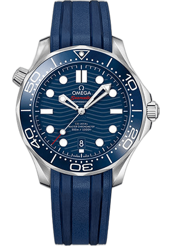 Omega Seamaster Diver 300M Co-Axial Master Chronometer Watch - 42 mm Steel Case - Unidirectional Bezel - Blue Ceramic Dial - Blue Rubber Strap - 210.32.42.20.03.001 42mm Ref. 210.32.42.20.03.001