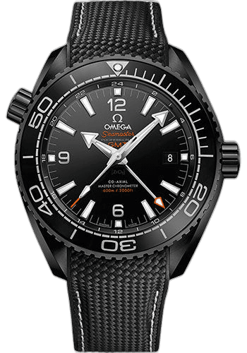 Seamaster Planet Ocean Planet Ocean 600 M Omega Co-axial Master Chronometer GMT Deep Black Watch - 45.5 mm Black Ceramic Case - Unidirectional Bezel - Black Dial - Black Rubber Strap - 215.92.46.22.01.001 45.5mm by Omega — 215.92.46.22.01.001