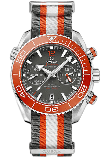 Omega Seamaster Planet Ocean 600M Omega Co-Axial Master Chronometer Chronograph - 45.5 mm Steel Case - Ceramised Titanium Dial - Grey And White Polyamide Nato Strap - 215.32.46.51.99.001 45.5mm Watch Ref. 215.32.46.51.99.001