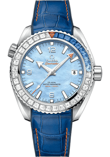 Seamaster Planet Ocean 600M Co-Axial Master Chronometer Limited Edition of 88 Watch - 43.5 mm White Gold Case - Unidirectional Bezel - Blued Mother-Of-Pearl Dial - Blue Leather Strap - 215.58.44.21.07.001 43.5mm Blue Mother-of-Pearl Dial Omega Ref. 215.58.44.21.07.001