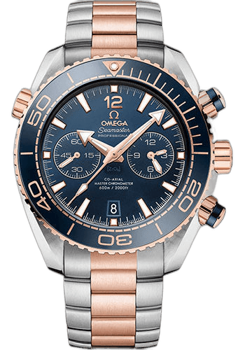 Seamaster Planet Ocean Planet Ocean 600 M Omega Co-axial Master Chronometer Chronograph Watch - 45.5 mm Sedna Gold And Steel Case - Unidirectional Blue Ceramic Bezel - Blue Ceramic Dial - 215.20.46.51.03.001 45.5mm — Omega Ref. 215.20.46.51.03.001