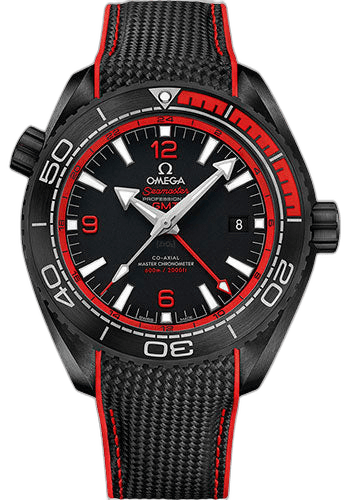 Omega Seamaster Planet Ocean Planet Ocean 600 M Omega Co-axial Master Chronometer GMT Deep Black Watch - 45.5 mm Black Ceramic Case - Unidirectional Bezel - Black Dial - Black Rubber Strap - 215.92.46.22.01.003 45.5mm