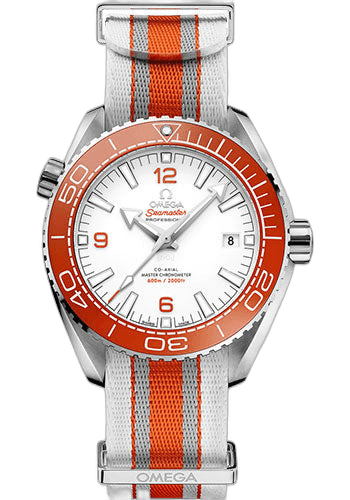 Seamaster Planet Ocean 600M Omega Co-Axial Master Chronometer - 43.5 mm Steel Case - White Dial - Grey And White Polyamide Nato Strap - 215.32.44.21.04.001 43.5mm by Omega — 215.32.44.21.04.001