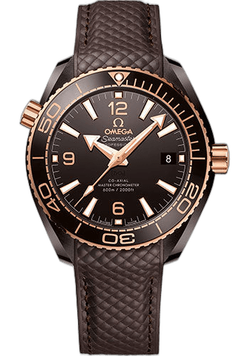 Omega Seamaster Planet Ocean 600M Co-Axial Master Chronometer Watch - 39.5 mm Brown Ceramic Case - Unidirectional Bezel - Brown Ceramic Dial - Quilted Brown Rubber Strap - 215.62.40.20.13.001 39.5mm Watch Ref. 215.62.40.20.13.001