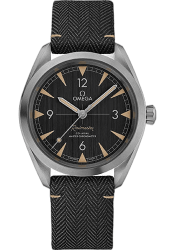 Seamaster Railmaster Omega Co-Axial Master Chronometer Watch - 40 mm Steel Case - Vertically Brushed Black Dial - Two-Tone Grey Coated Nylon Fabric Strap - 220.12.40.20.01.001 40mm · Omega 220.12.40.20.01.001