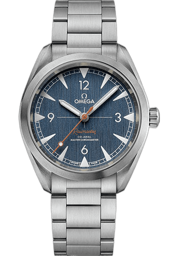 Seamaster Railmaster Omega Co-Axial Master Chronometer Watch - 40 mm Steel Case - Vertically Brushed Blue Jeans Dial - 220.10.40.20.03.001 40mm Omega Ref. 220.10.40.20.03.001
