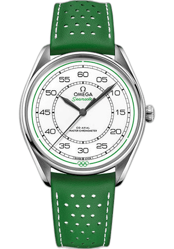 Specialities Olympic Official Timekeeper Limited Edition Set - 39.5 mm Steel Case - White Dial - Green Micro-Perforated Leather Strap Limited Edition of 100 - 522.32.40.20.04.005 39.5mm · Omega 522.32.40.20.04.005