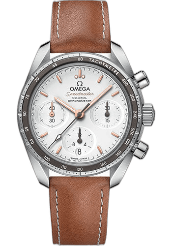 Omega Speedmaster 38 Co-Axial Chronograph Watch - 38 mm Steel Case - Silvery Dial - Novo Nappa Leather Strap - 324.32.38.50.02.001 38mm Timepiece [324.32.38.50.02.001
