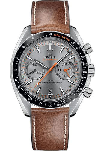 Speedmaster Racing Co-Axial Master Chronograph Watch - 44.25 mm Steel Case - Black Ceramic Bezel - Sun Brushed Grey Dial - Brown Leather Strap - 329.32.44.51.06.001 · Omega 44.25mm — 329.32.44.51.06.001
