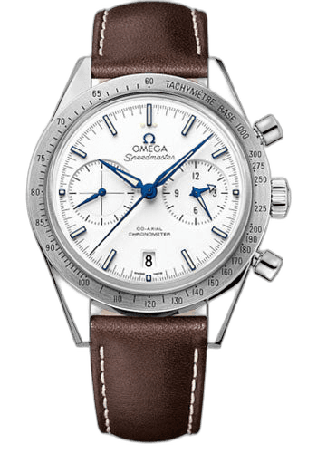 Omega 41.5mm Speedmaster '57 Omega Co-Axial Chronograph Watch - 41.5 mm Grade 5 Titanium Case - Brushed Bezel - White Dial - Brown Leather Strap - 331.92.42.51.04.001 — Ref. 331.92.42.51.04.001