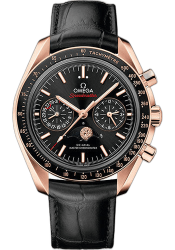 Speedmaster Moonphase Master Chronometer Chronograph Watch - 44.25 mm Sedna Gold Case - Black Diamond Dial - Black Leather Strap - 304.63.44.52.01.001 44.25mm — Omega Ref. 304.63.44.52.01.001