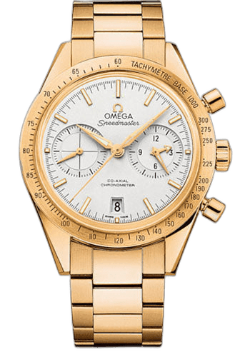 Speedmaster '57 Omega Co-Axial Chronograph Watch - 41.5 mm Yellow Gold Case - Brushed Bezel - Silver Dial - 331.50.42.51.02.001 41.5mm — Omega Ref. 331.50.42.51.02.001