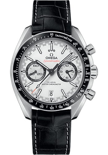 Speedmaster Racing Co-Axial Master Chronograph Watch - 44.25 mm Steel Case - Black Ceramic Bezel - White Dial - Black Leather Strap - 329.33.44.51.04.001 · Omega 44.25mm — 329.33.44.51.04.001