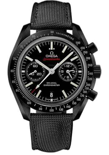 Omega 44.25mm Speedmaster Moonwatch Co-Axial Chronograph Dark Side of the Moon Watch - 44.25 mm Black Ceramic Case - Black Zirconium Oxide Ceramic Dial - Black Coated Nylon Fabric Strap - 311.92.44.51.01.003 — Ref. 311.92.44.51.01.003
