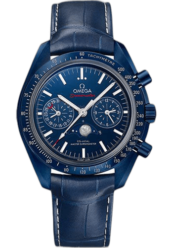 Omega Speedmaster Moonwatch Co-Axial Master Chronometer Moonphase Chronograph Blue Side Of The Moon Watch - 44.25 mm Blue Ceramic Case - Blue Ceramic Dial - Blue Leather Strap - 304.93.44.52.03.001 44.25mm (304.93.44.52.03.001
