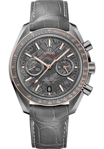 Omega Speedmaster Moonwatch Omega Co-Axial Chronograph Grey Side of the Moon Meteorite Watch - 44.25 mm Grey Ceramic Case - Senda Gold Bezel - Meteorite Dial - Grey Leather Strap - 311.63.44.51.99.002 44.25mm Ref. 311.63.44.51.99.002