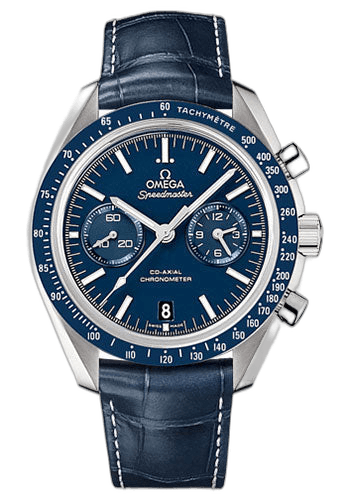 Speedmaster Moonwatch Co-Axial Chronograph Watch - 44.25 mm Steel Case - Blue Tachymeter Bezel - Blue Dial - Blue Leather Strap - 311.93.44.51.03.001 · Omega 44.25mm — 311.93.44.51.03.001