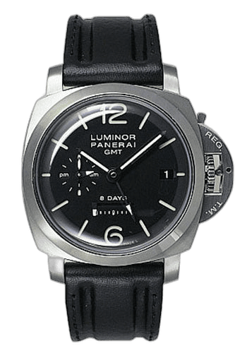 Panerai Luminor 1950 Steel — Black Sandwich Dial, GMT 8-Day | Ref. PAM00233