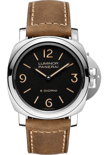Panerai Luminor Base Steel — Black Dial, Scamosciato Strap | Ref. PAM00914