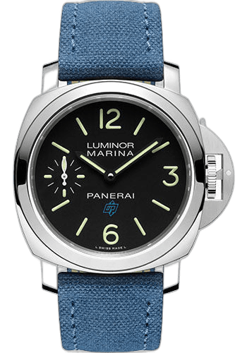 Panerai Luminor Steel — Black Dial, Blue Canvas | Ref. PAM00777