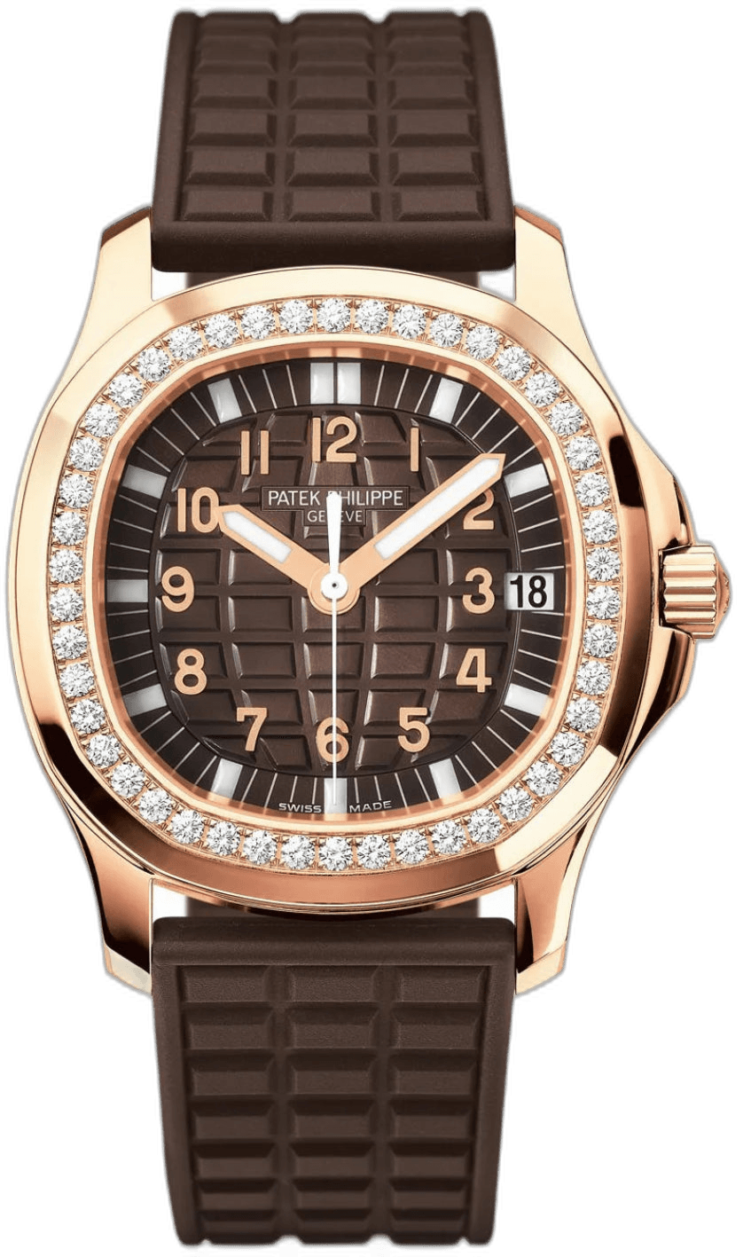 Patek Philippe Aquanaut Ladies Rose Gold Diamonds — Embossed Brown Dial | Ref. 5068R-001