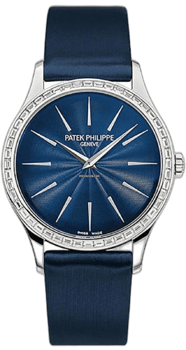 Patek Philippe Calatrava Ladies White Gold & Diamonds — Blue Dial | Ref. 4897/300G-001