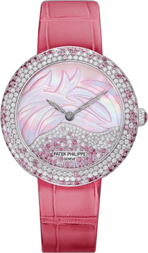 Patek Philippe Calatrava White Gold — Mother of Pearl Diamond & Pink Sapphire Dial | Ref. 4899/900G-001